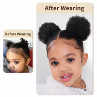 Chignon afro pour enfants, 4 pouces, bouclé crépu, moelleux, mat, en cheveux synthétiques résistants à la chaleur