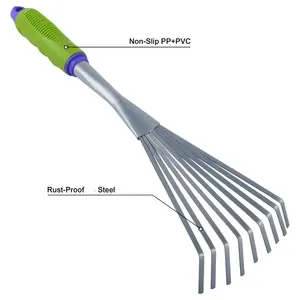 Vertak Garden Tool 9 Zähne Rechen Ergonomischer Stahl griff Garten pflanzung Garten hand Mini Rechen