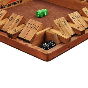 مصنع الجملة خشبية 4-طريقة 1- 10 أرقام 4 لاعب اغلاق طاولة الصناديق لعبة مع 2 البسيطة الخشب النردات
