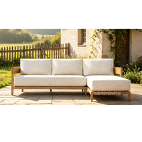 Canapé modulaire en teck de style luxueux haut de gamme en forme de L, style campagnard britannique, ensemble de meubles de jardin extérieur