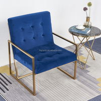Fauteuil d'appoint confortable en velours capitonné avec structure en acier inoxydable, design contemporain, très vendu, pour la maison et l'hôtellerie