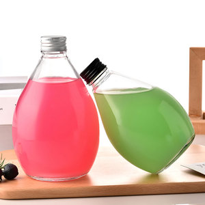 Bottiglia in Vetro per Latte, Caffè e Bevande 260ml 350ml 500ml, a Forma di Goccia d'Acqua, Trasparente, Vuota, per Succhi, con Tappo a Vite in Alluminio - Product Image 5