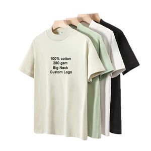 280Gsmbest básico de gran tamaño verde claro cuello alto apretado cuello tortuga camiseta para hombres - Product Image 1