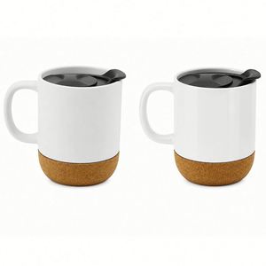 Wholesale 350Ml 12Oz Gift Office Base Sublimation Blank Ceramic Matte Coffee Mug With Cork Bottom and <b>Plastic</b> <b>Sliding</b> Lids - Product Image 1