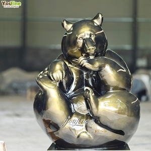 Statua dell'orso selvaggio foresta parchi all'aperto <span class=keywords><strong>Cast</strong></span> seduta scultura in bronzo astratta - Product Image 4