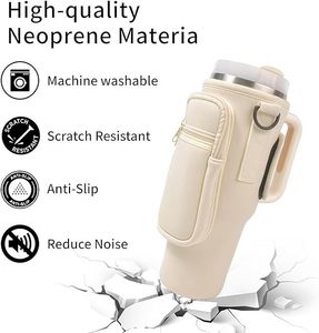 Borsa Portatile in Neoprene per Bottiglia d'Acqua per Stanley Tumbler con Tasca con Cerniera e <span class=keywords><strong>Tracolla</strong></span> Regolabile per Escursionismo - Product Image 3