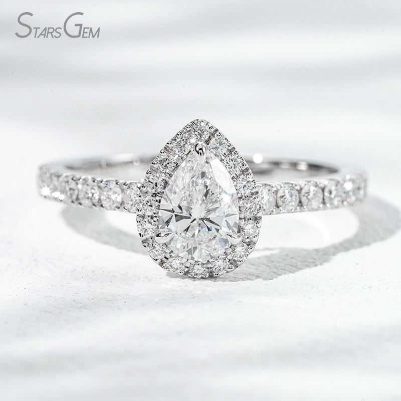 14K White Gold-Pear Cut