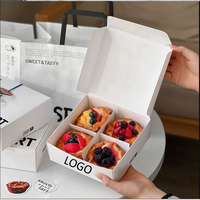 Boîte à donuts carrée pliable en carton blanc biodégradable avec impression de logo personnalisée, 4 pièces, style simple