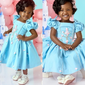 Abiti da ragazza di fiori con applicazioni blu per matrimonio abito da festa di compleanno per <span class=keywords><strong>bambina</strong></span> con perline abito da <span class=keywords><strong>bambina</strong></span> con foto da piccola - Product Image 1