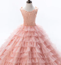 Serene Hill HTA0005 Abito da Cerimonia Rosa a Strati per Bambine, Vestito da Sera per Ragazze Adolescenti Pronto per la Spedizione - Product Image 3