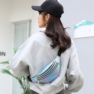 Sac <span class=keywords><strong>banane</strong></span> holographique pour femmes, sac de taille hologramme Laser PU plage <span class=keywords><strong>voyage</strong></span> <span class=keywords><strong>banane</strong></span> hanche fesses fermeture éclair, sac de ceinture pour <span class=keywords><strong>voyage</strong></span> de fête - Product Image 4