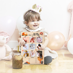 Cadre photo <span class=keywords><strong>en</strong></span> bois pour les étapes importantes du nouveau-né, affichage de photos de bébé, carte mensuelle commémorative de la croissance du nouveau-né - Vente chaude - Product Image 2