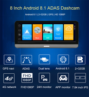 7.84 'IPS écran tactile 4G voiture DVR caméra Android 8.1 OS Dashcam caméra ADAS double objectif 2 + 32GB enregistreur vidéo de voiture