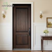 Porte extérieure en bois massif 100% chêne africain, finition noyer foncé, style américain, processus anti-déformation personnalisé