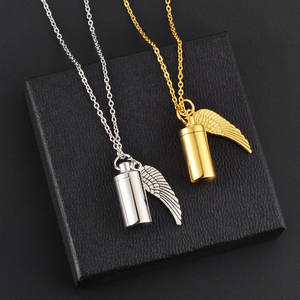 Collier urne commémorative en acier inoxydable 316L plaqué or 14k 18k PVD, bijoux funéraires pour cendres - Product Image 4