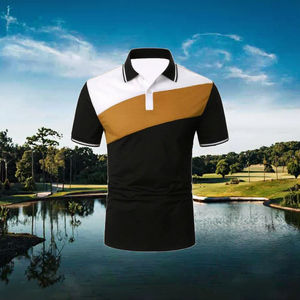 Camisas para Hombre, Diseño Personalizado, Bordado, Impresión por Sublimación, Camisa de Golf Transpirable, 220gsm, Tejido Sólido, Azul Blanco, Transferencia Térmica - Product Image 3