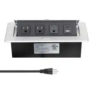 New Conference Table Use Hidden Pop Up Power Cover Desktop Sockets Box With Dual USB Charging Sockets Socket