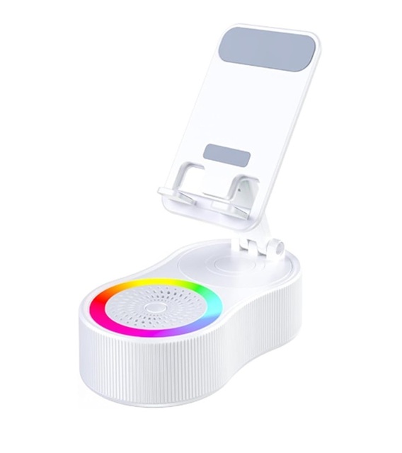Multi-function Cell Phone Stand BT Speaker with RGB Ambient Light Stereo Sound Effect Mini Portable Multi-device Compatible