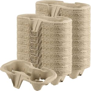 Bagazo biodegradable desechable compostable, caña <span class=keywords><strong>de</strong></span> azúcar, papel <span class=keywords><strong>de</strong></span> caña <span class=keywords><strong>de</strong></span> azúcar, soporte para taza <span class=keywords><strong>de</strong></span> café, bandeja <span class=keywords><strong>de</strong></span> transporte para 2/4 tazas - Product Image 1