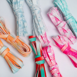 WEGOODZF tali sepatu cetakan pewarna dasi warna kustom tali sepatu poliester datar multiwarna untuk sepatu kets dan sepatu kasual - Product Image 4