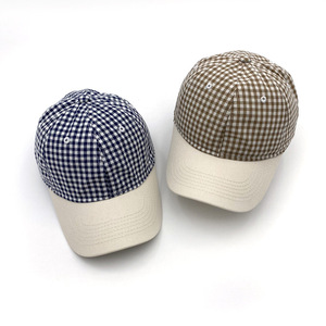 Cappello da Baseball a 6 Pannelli Non Strutturato con Stampa a Quadri Blu, Cappello da Papà in Cotone con Logo Personalizzato - Product Image 2