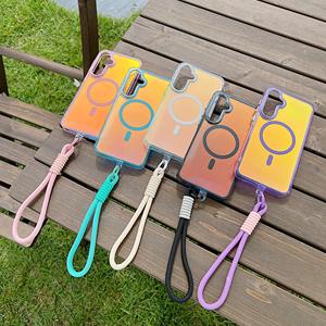 Funda Magnética con Correa de Muñeca de Color Degradado para Samsung <span class=keywords><strong>Galaxy</strong></span> A05S A15 A25 A35 A55 A14 A24 A34 A54 <span class=keywords><strong>A13</strong></span> A53, Funda de Carga Inalámbrica - Product Image 1