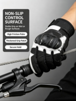 Gants de moto/vélo HAIYI en cuir respirant avec protection rigide en fibre de carbone, anti-chute, doigts entiers, sangle de poignet réglable