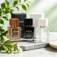 Flacon de parfum carré en verre de 50 ml, rechargeable, atomiseur de Cologne, vaporisateur à fine brume, emballage cosmétique avec bouchon en bois