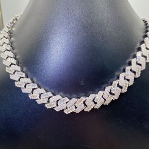 Luxury Baguette Moissanite Jewellery <strong>White</strong> <strong>Gold</strong> Cuban Link <strong>Chain</strong> <strong>Men</strong> <strong>Diamond</strong> Iced Out Cuban Link Necklace - Product Image 4