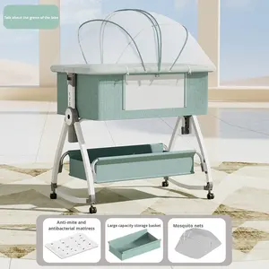 Cuna Portátil Modelo 007 de Fábrica, Cama para Bebés con Ruedas, <span class=keywords><strong>Mosquitera</strong></span>, Plegable, Multifuncional, Metálica - Product Image 3