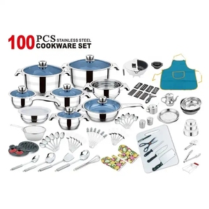100 cái chất lượng cao cảm ứng Nồi nồi đặt kính nắp không dính thép không gỉ Cookware Set - Product Image 1