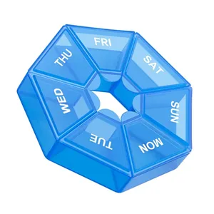 1Pc 7 Days Weekly Color Medicine Box Pill Box Dispenser Portable Travel Vitamin Box Sort <b>Tablet</b> Holder Organizer <b>Container</b> Cases - Product Image 4