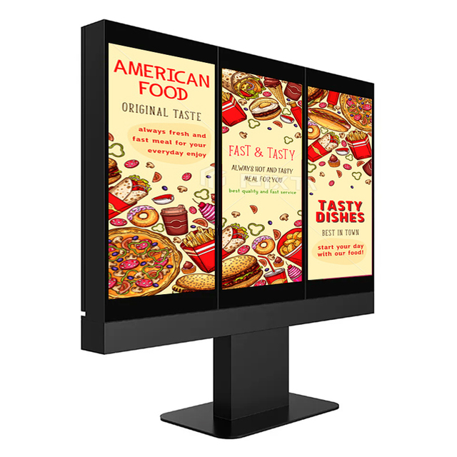 Samidisplay Dual 55 Inch Monitor Waterproof Touch Screen Order System Freestanding Outdoor Digital Drive Thru Menu Board Kiosk