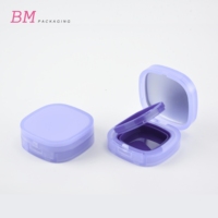 Boîte à coussin d'air violet forme carrée bb coussin fond de teint emballage mignon liquide bb crème récipient compact avec miroir