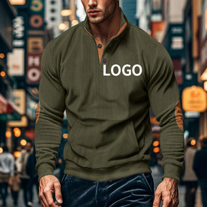 Oem Service Sudadera High Quality Sweatshirt Pullover Quarter Zip Bottom Corduroy Zip Half Custom Logo <b>Henry</b> Men Sweatshirt - Product Image 2