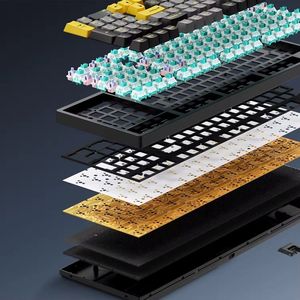 <span class=keywords><strong>Clavier</strong></span> de jeu RGB LEAVEN K98 DIY, tri-mode, mécanique, axe cyan, touches entièrement remplaçables à chaud pour le gaming - Product Image 5