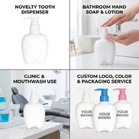 Bouteilles pompe PET mignonnes en forme de dent 150ml/200ml/300ml – Flacons distributeurs vides en plastique pour bain de bouche, huiles essentielles, nettoyant visage