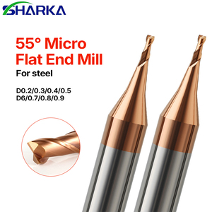 SHARKA Fraise à queue micro carrée en carbure, 2 cannelures, pour gravure et fraisage, <span class=keywords><strong>mini</strong></span>-fraiseuses D0.2D0.3D0.4D0.5D0.6D0.8 0.9 pour l'acier - Product Image 1