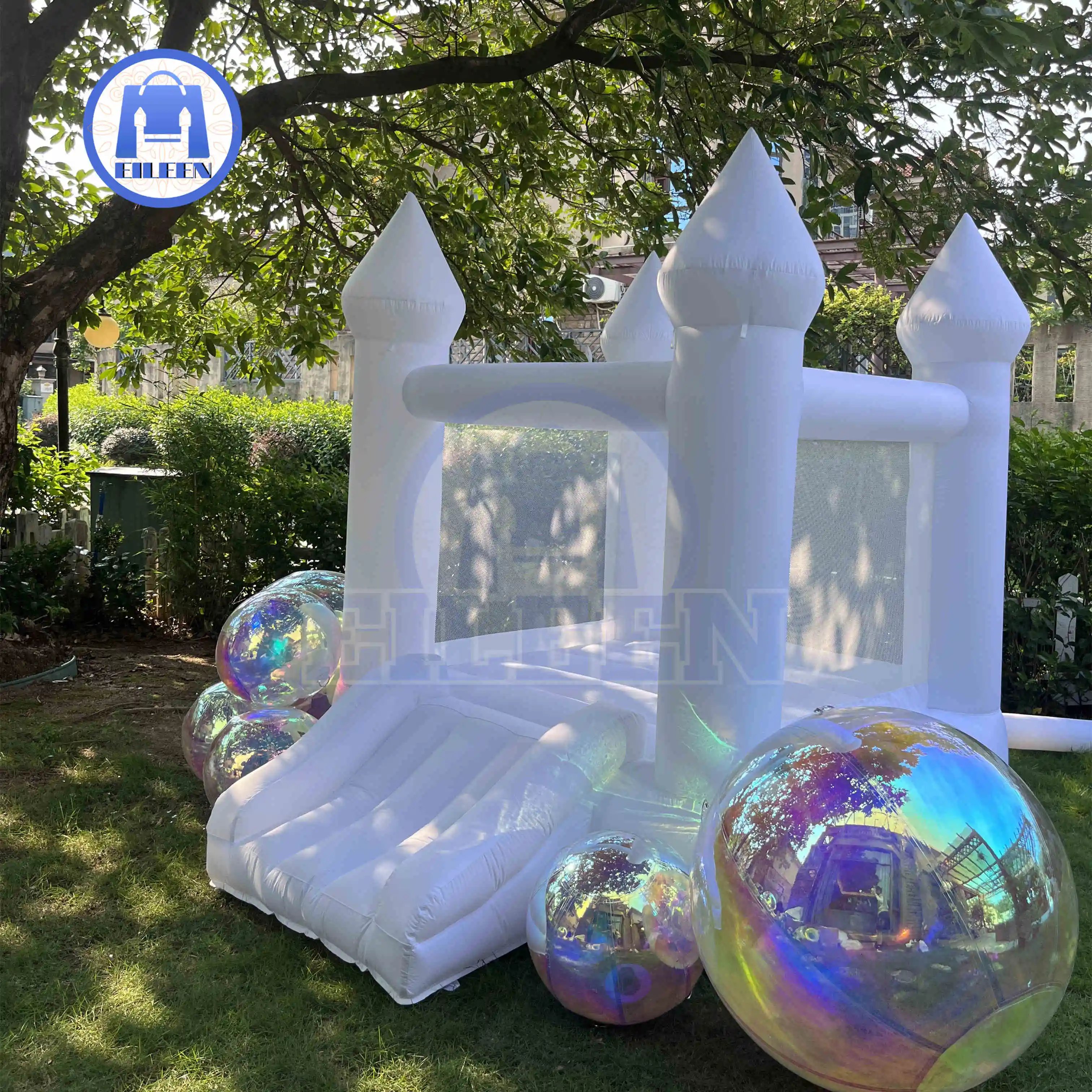 Oxford Mini aufblasbare weiße Hüpfburg Kinder Geburtstag dekorieren Kleinkind Hüpfburg/Moon Bounce House für Kinder