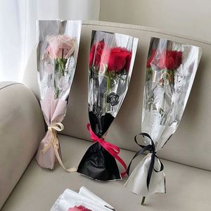 Bolsas de Embalaje para Ramos de Rosas Resistentes al Agua con Descuento al por Mayor para el Día de San Valentín, Bolsas para Flores Frescas, Bolsas Tubulares Rectas Doradas - Product Image 4
