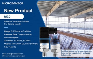 Transducteur MICROSENSOR M20 4-20 MADC 0~250 bar SS316L avec précision de 0,5 % FS, certifié IP65 CE, transducteur d'huile M20 - Product Image 1