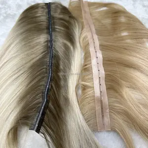 Passen Sie Farbe Balalayge Invisible Weft Russische Echthaar verangerung mit Lochern an