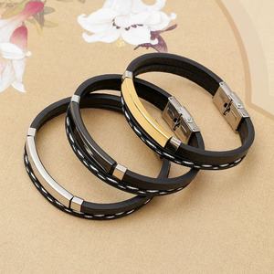 Pulsera de Cuero PU con Grabado Personalizado de Logotipo, Placas de Acero Inoxidable para Estampado, Dije de Barra, Pulsera para Parejas - Product Image 3