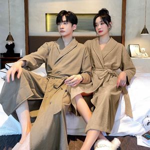 Hot Spring and Autumn Thin Women's Thermal Soft Crocheted <strong>Waffle</strong> <strong>Robe</strong> Long Sleeve Dressing Gown Bathrobe - Product Image 4