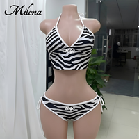 Ensemble bikini deux pièces sexy pour femme avec logo personnalisé et imprimé animal, séchage rapide, respirant, en Spandex/Polyester, débardeur à col en V, maillot de bain de plage
