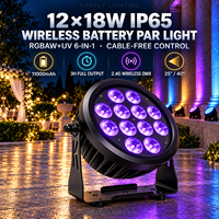 Projecteur LED sans fil 12x18W 6-en-1 RGBWA+UV 2.4G DMX512 sans fil pour éclairage de scène et d'événements