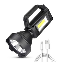 OEM Solar-Handscheinwerfer Wiederaufladbarer LED-Spotlight Langstrecken-Taschenlampe mit seitlichem COB-Licht USB-Powerbank Notfall-Lampe