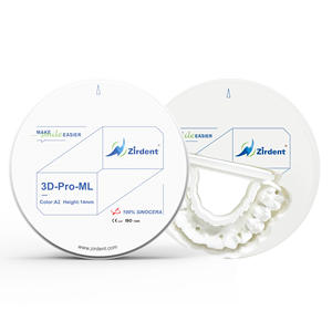 Zirdent 3D Pro ML Meerlaagse <span class=keywords><strong>Zirconia</strong></span> (100% Sinocera) Tandheelkundige Implantaten 98mm 42%-49% Translucentie CE Gecertificeerd Klasse II voor Laboratorium - Product Image 3