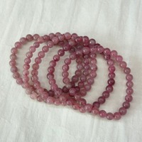 Bracelet en quartz rose de Madagascar de 6 mm, rond, de couleur violette, bracelet extensible en cristal, bracelet de guérison de yoga fait à la main