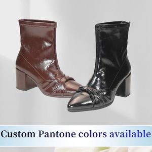 <span class=keywords><strong>Stivaletti</strong></span> da Donna Autunno/Inverno con Tacco a Spillo Francese, Tacco Quadrato Grosso, Resistenti all'Usura, con Fodera in PU che Aumenta l'Altezza - Product Image 2